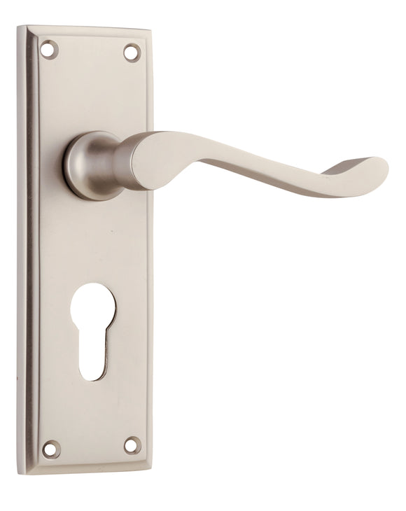 Door Lever Camden Euro Pair Satin Nickel H152xW50xP60mm