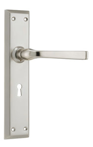 Door Lever Menton Lock Pair Satin Nickel H225xW50xP75mm
