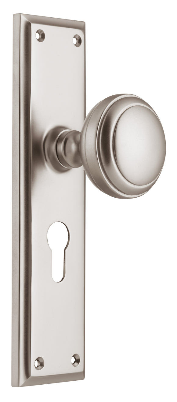 Door Knob Milton Euro Pair Satin Nickel H200xW50xP73mm