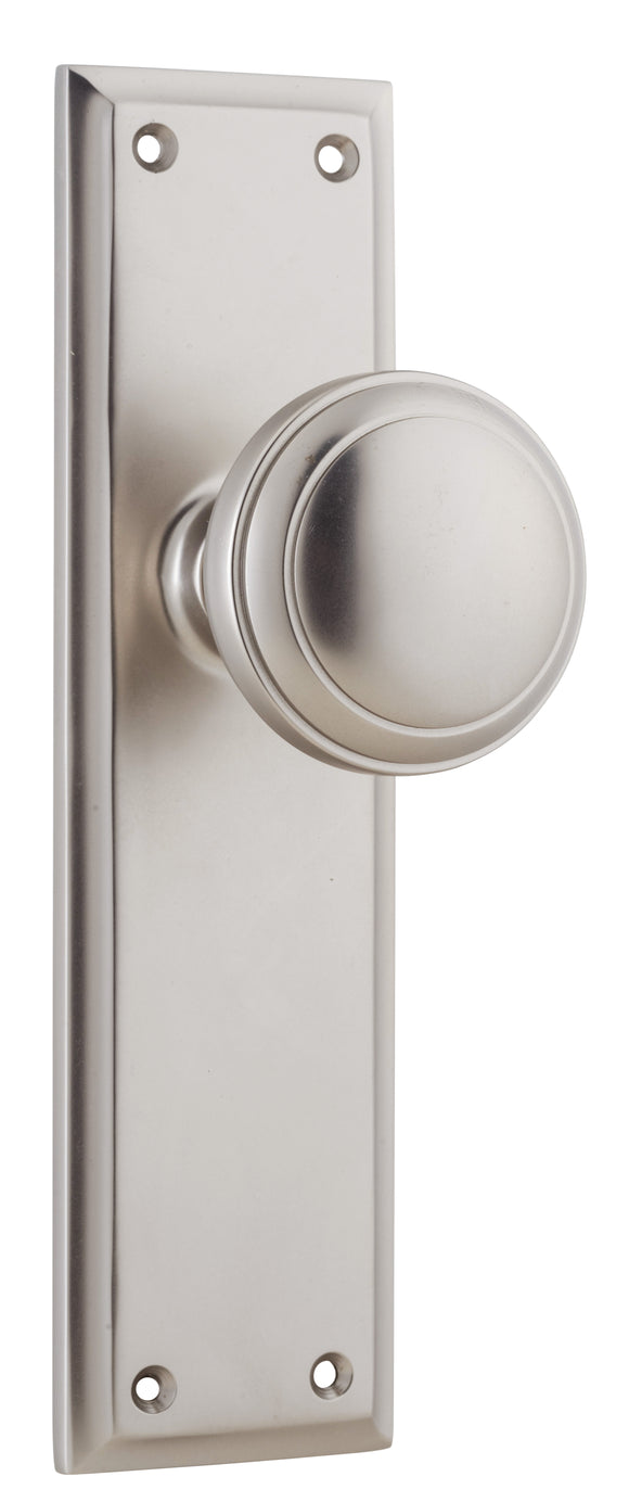 Door Knob Milton Latch Pair Satin Nickel H200xW50xP73mm