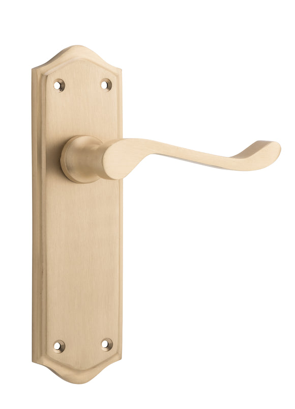 Door Lever Henley Latch Pair Satin Brass H180xW50xP58mm