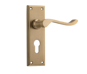 Door Lever Camden Euro Pair Satin Brass H152xW50xP60mm