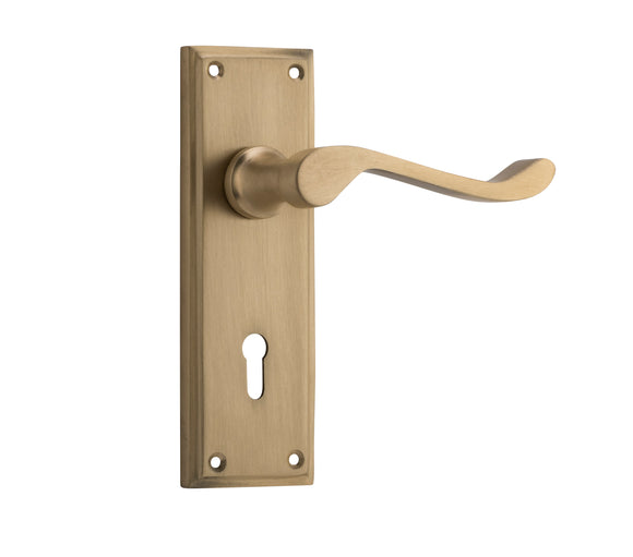 Door Lever Camden Lock Pair Satin Brass H152xW50xP60mm