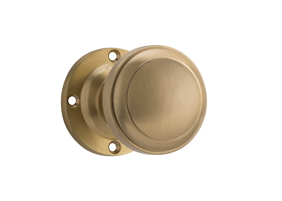 Door Knob Milton Round Rose Pair Satin Brass D54xP65mm BP57mm