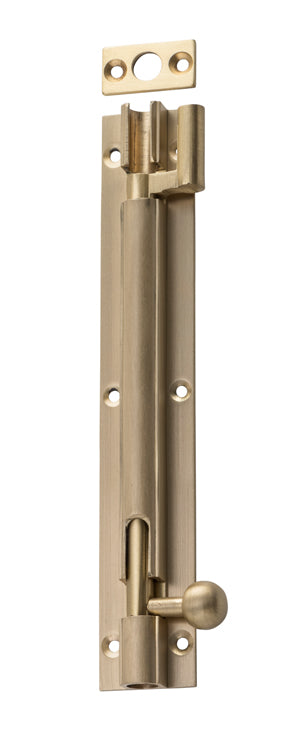 Barrel Bolt Offset Satin Brass L150xW25mm