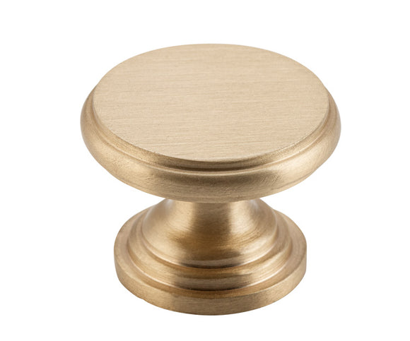 Cupboard Knob Flat Satin Brass D32xP23mm