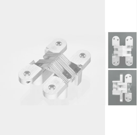 JNF Invisible Hinge  Available In 5 Sizes : 45mm ,70mm ,95mm ,118mm ,139mm Finish : Brushed Satin Chrome