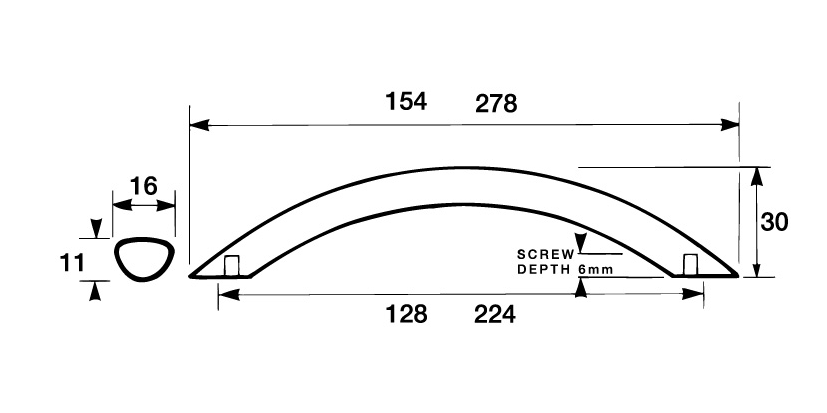 Kethy Oval Bow Handle 128mm & 224mm Matt