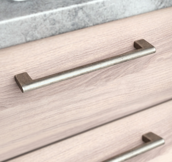 Kethy Industrial Handle 192mm C to C  Available In 7 Colours : Antique Brass Matt ,Copper Blush Matt ,Charcoal Matt ,Graphite Powder Coat #3 ,Black Powder Coat Matt#8 ,Oxidised Tin Matt , White Powder Coat#3