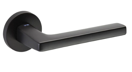 Groel 117 Log Gic Round Door Handle Set Finish Available In 4 Colours :  Brushed Satin Chrome ,Black ,Satin Brass ,Inox Tech