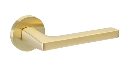 Groel 117 Log Gic Round Door Handle Set Finish Available In 4 Colours :  Brushed Satin Chrome ,Black ,Satin Brass ,Inox Tech