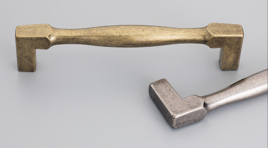 Kethy Hampton Square D Handle 128mm Antique Brass Gloss & Oxidised Tin Gloss
