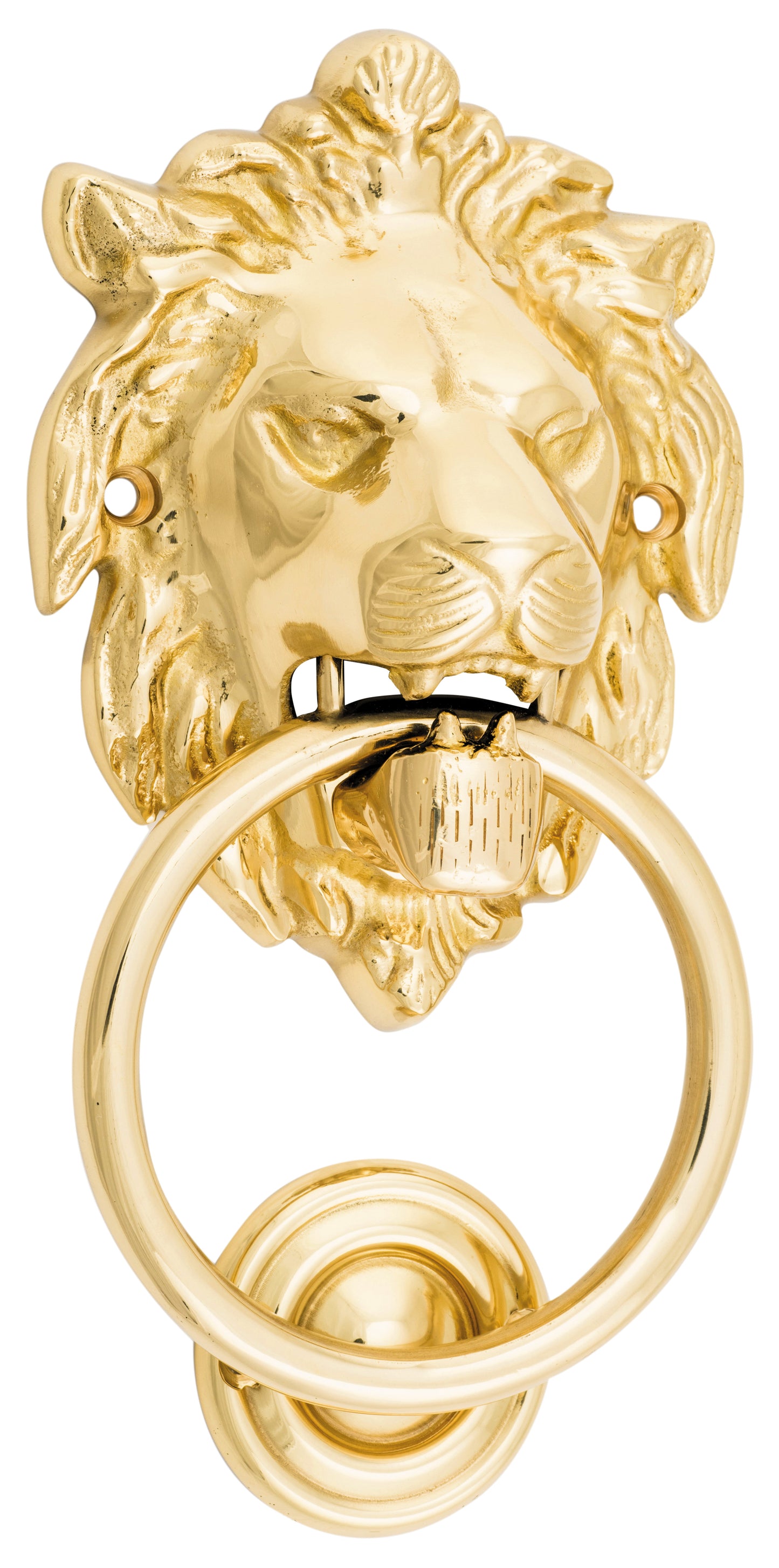 Door Knocker Lion Polished Brass D93xP55mm BP103x135mm