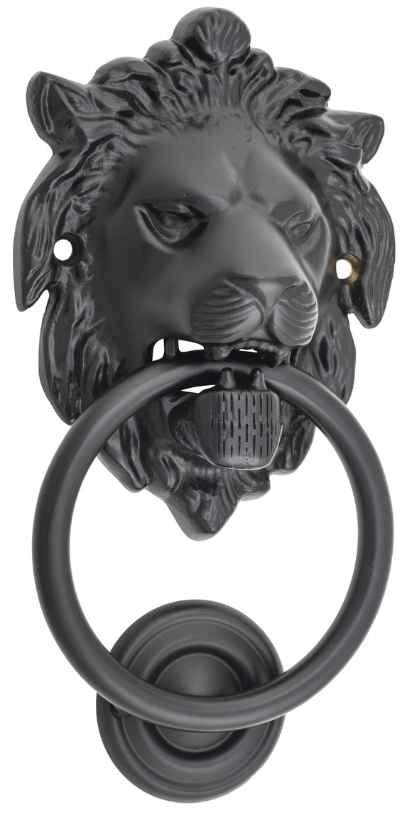 Door Knocker Lion Matt Black D93xP55mm BP103x135mm