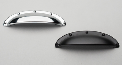 Kethy Derby Shell Slim Handle Pull 64mm C to C 92mm O/A Matt Black Paint & Polished Chrome