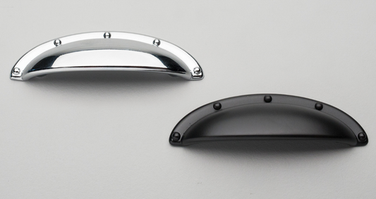 Kethy Derby Shell Slim Handle Pull 64mm C to C 92mm O/A Matt Black Paint & Polished Chrome