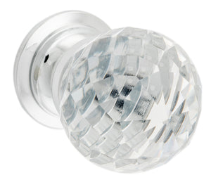 Cupboard Knob Diamond Clear Glass Chrome Plated D30xP42mm BP26mm