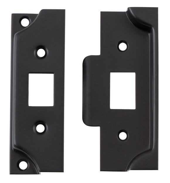 Tube Latch Split Cam Face Plate & Striker Kit Rebated Matt Black H95xW38mm