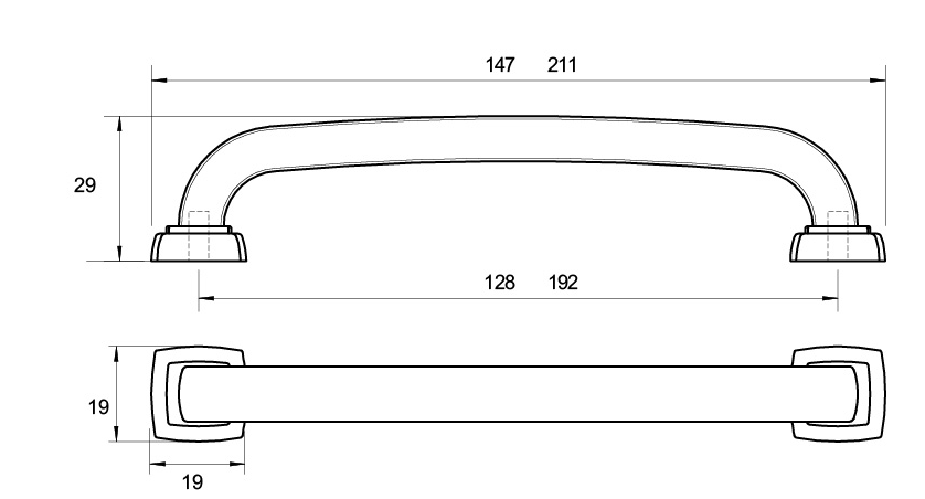 Kethy Darwen Square D Handle 128mm C to C  Available In 4 Colours : Black Olive ,Industrial Black ,Black Paint Matt#5 ,Polished Chrome