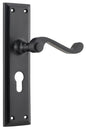 Door Lever Milton Euro Pair Matt Black H200xW50xP68mm
