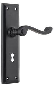 Door Lever Milton Lock Pair Matt Black H200xW50xP68mm