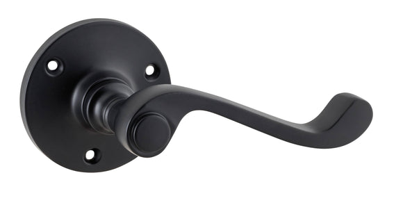 Door Lever Milton Round Rose Pair Matt Black D63xP68mm