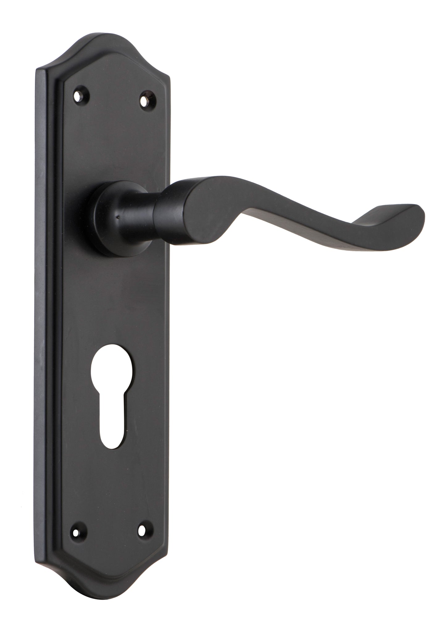 Door Lever Henley Euro Pair Matt Black H180xW50xP58mm