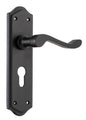 Door Lever Henley Euro Pair Matt Black H180xW50xP58mm
