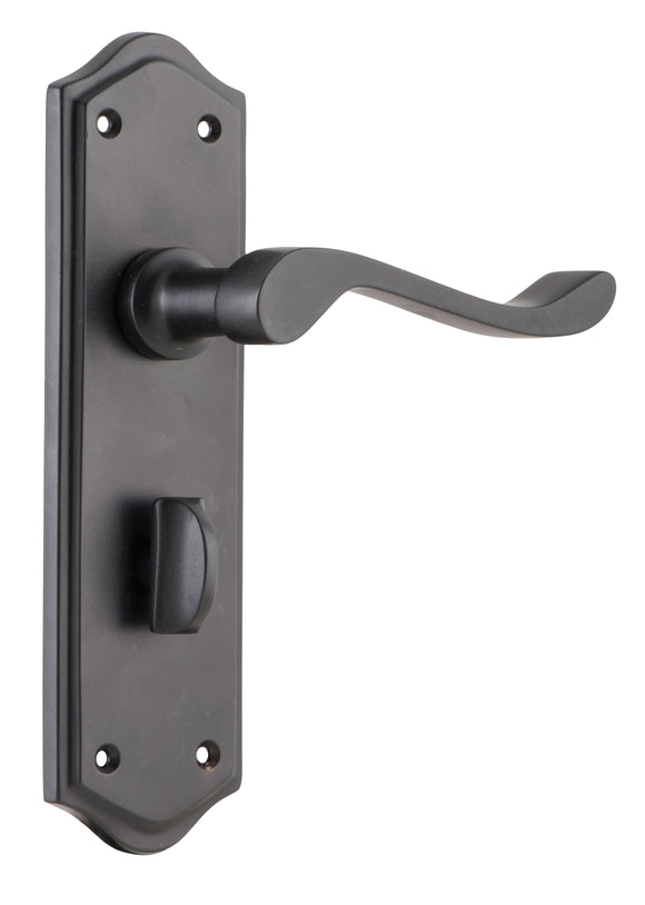 Door Lever Henley Privacy Pair Matt Black H180xW50xP58mm