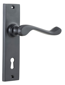 Door Lever Fremantle Lock Pair Matt Black H150xW35xP50mm