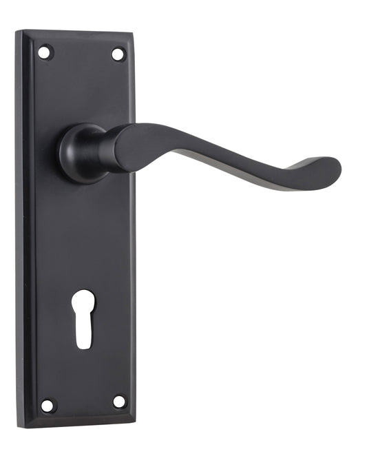 Door Lever Camden Lock Pair Matt Black H152xW50xP60mm