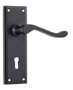 Door Lever Camden Lock Pair Matt Black H152xW50xP60mm