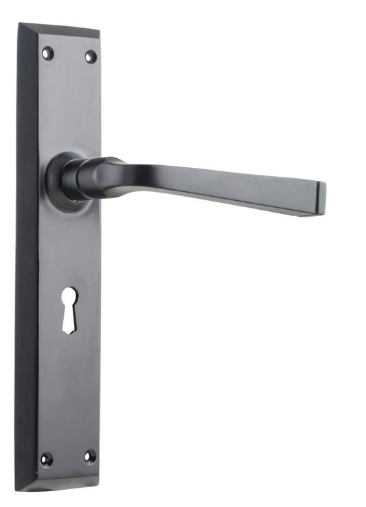Door Lever Menton Lock Pair Matt Black H225xW50xP75mm