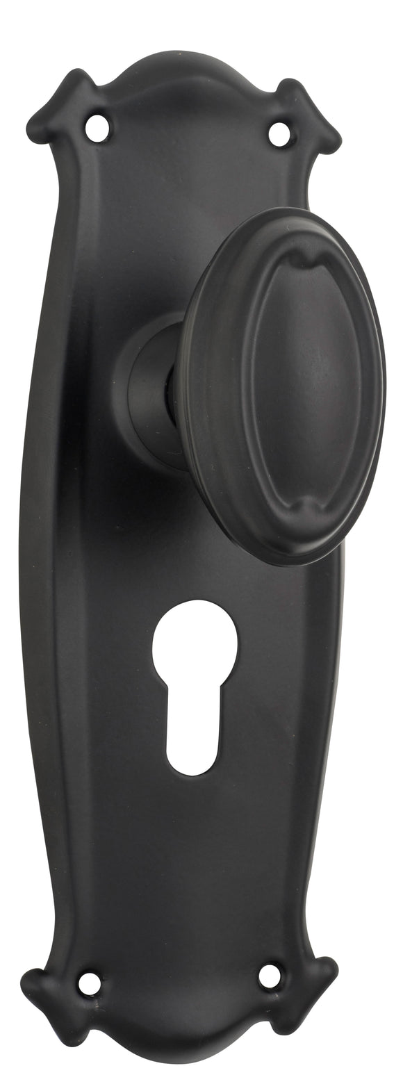 Door Knob Bungalow Euro Pair Matt Black H197xW68xP60mm