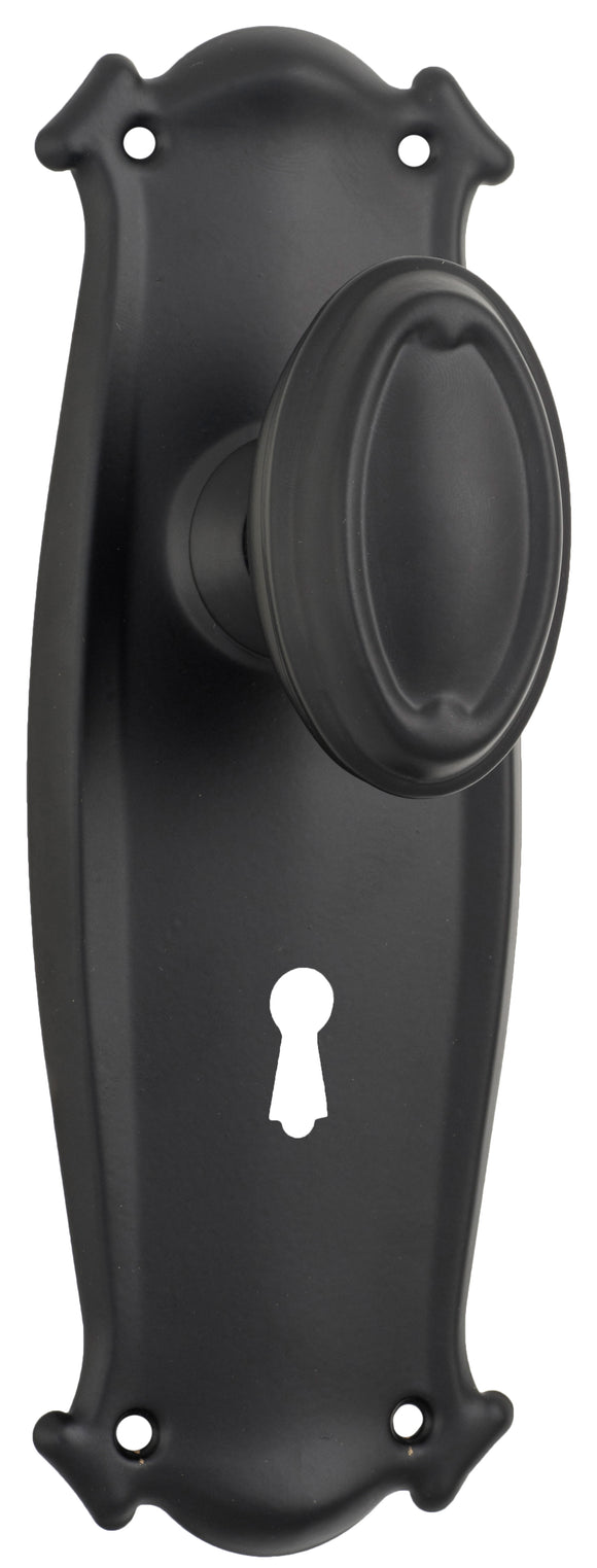 Door Knob Bungalow Lock Pair Matt Black H197xW68xP60mm