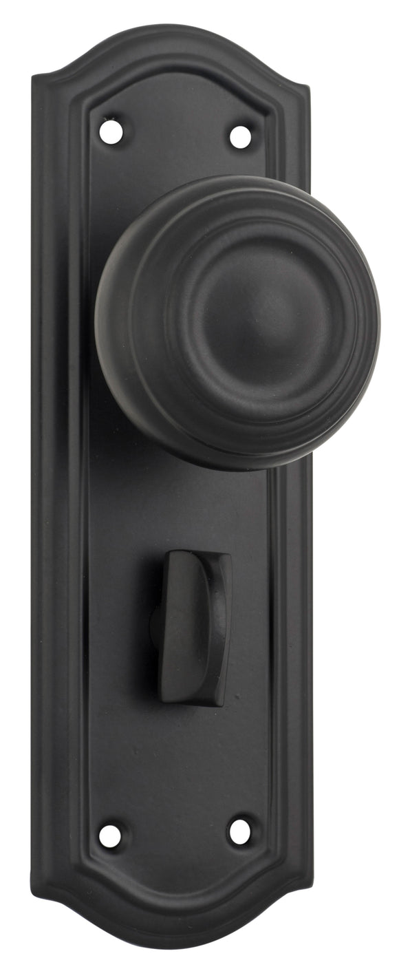 Door Knob Kensington Privacy Pair Matt Black H175xP57xW58mm