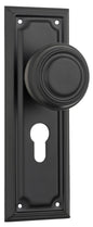 Door Knob Edwardian Euro Pair Matt Black H185xW60xP57mm