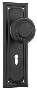 Door Knob Edwardian Lock Pair Matt Black H185xW60xP57mm