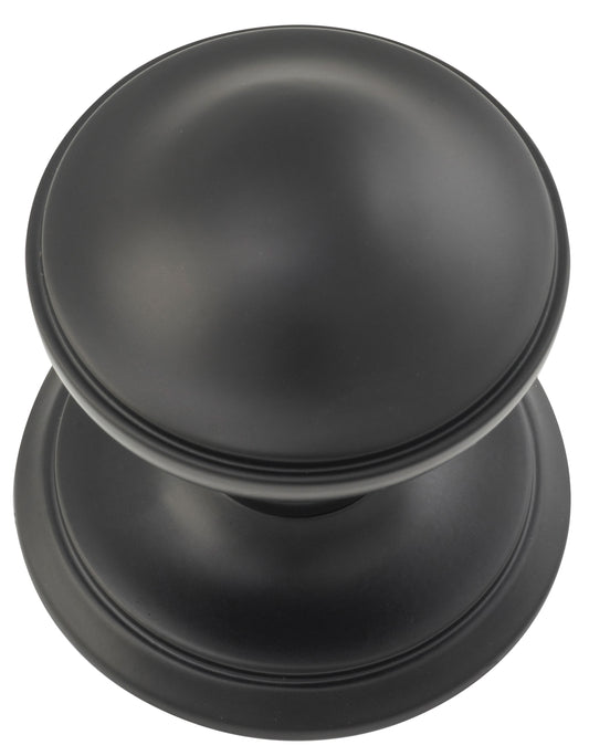Centre Door Knob Round Matt Black P86mm Backplate 85mm