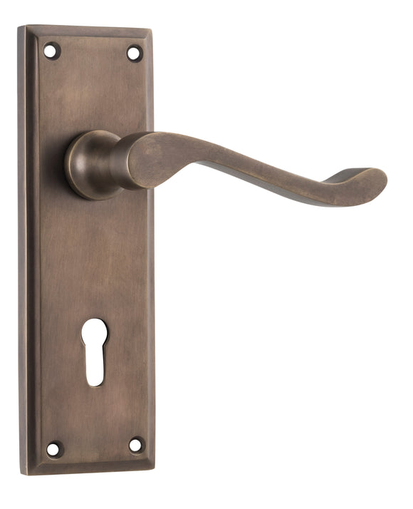 Door Lever Camden Lock Pair Antique Brass H152xW50xP60mm