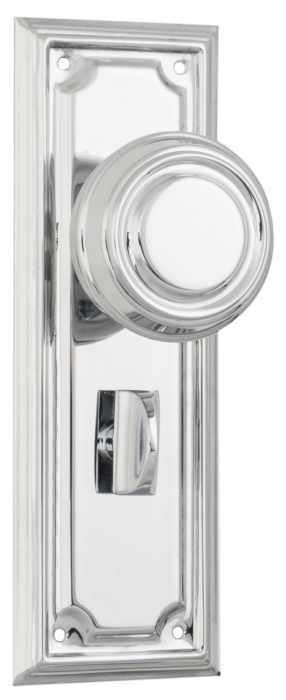 Door Knob Edwardian Privacy Pair Chrome Plated H185xW60xP57mm