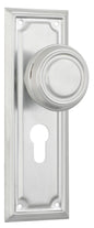 Door Knob Edwardian Euro Pair Satin Chrome H185xW60xP57mm