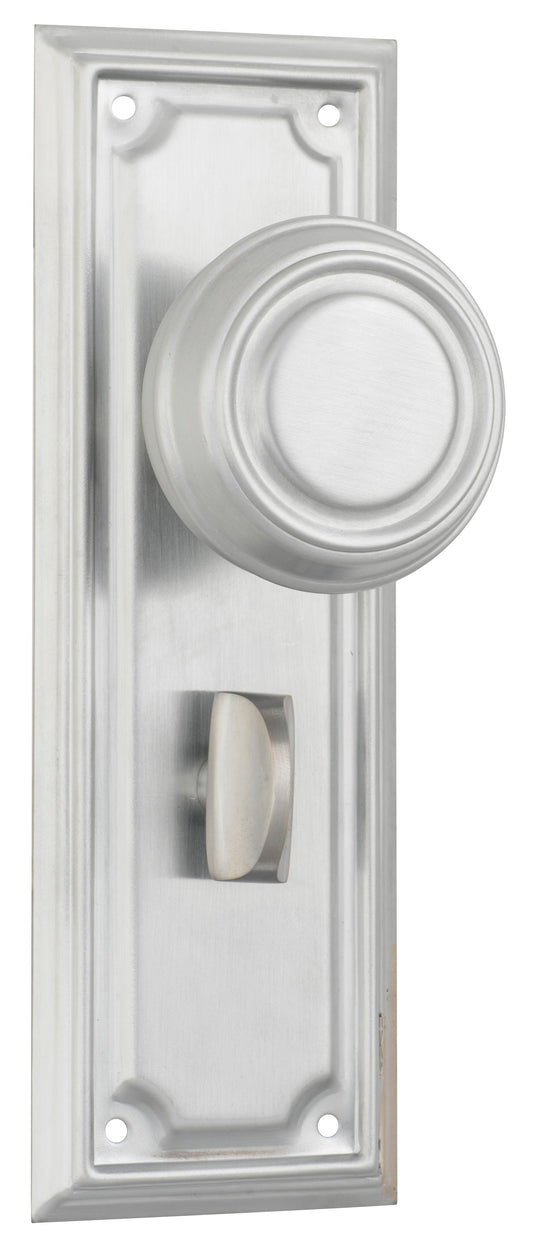 Door Knob Edwardian Privacy Pair Satin Chrome H185xW60xP57mm