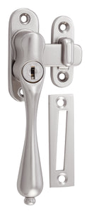 Casement Fastener Locking Teardrop Left Hand Satin Nickel W28xP34mm Drop 115mm
