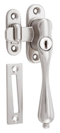 Casement Fastener Locking Teardrop Right Hand Satin Nickel W28xP34mm Drop 115mm