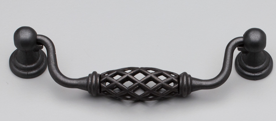 Kethy Bingley Drop D Handle Basket Centre 128mm C to C Antique Black