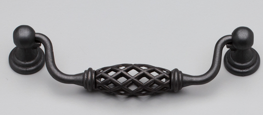 Kethy Bingley Drop D Handle Basket Centre 128mm C to C Antique Black