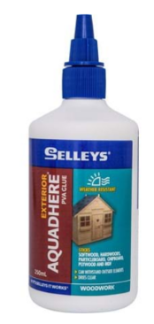 Aquadhere Exterior Wood Glue Weather Proof Dries Clear Bottle 500ml