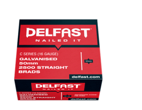 Delfast 16gauge Galvanised C Straight Brads - Box 2500.