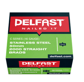 Delfast 16gauge Stainless Steel C Straight Brads  - Box 2000.